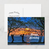 Carte Postale Musiciens de silhouette de coucher de soleil côtie (Devant / Derrière)