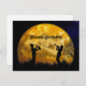 Carte Postale Musiciens Lune pleine Aquarelle Anniversaire (Devant / Derrière)