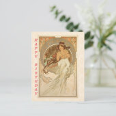 Carte Postale Musique d'Alphonse Mucha, Joyeux anniversaire (Debout devant)