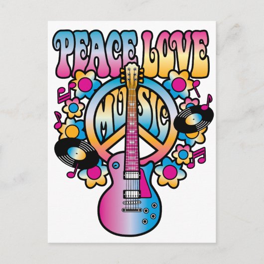 Carte Postale Musique d'amour de paix (Devant)
