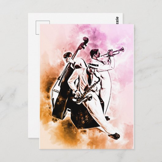 Carte Postale Musique de groupe JAZZ Unique (Devant / Derrière)