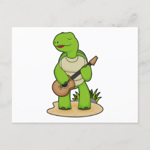 Carte Postale Musique de guitare de musicien tortue