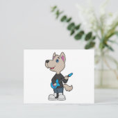 Carte Postale Musique de guitare musicienne de chien (Debout devant)