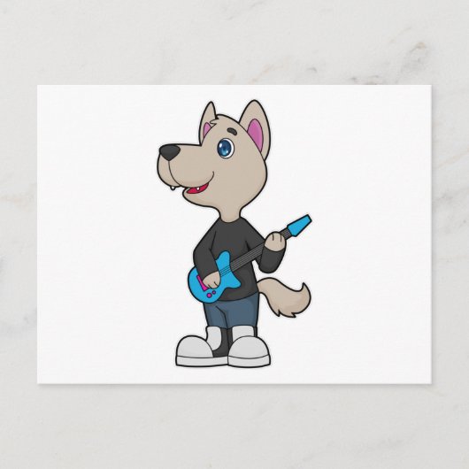 Carte Postale Musique de guitare musicienne de chien (Devant)