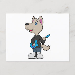 Carte Postale Musique de guitariste de chien