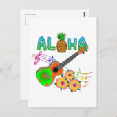 Carte Postale Musique de l'île Ukulele Aloha (Devant / Derrière)