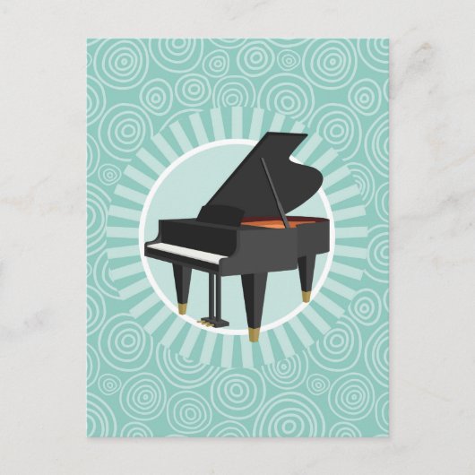 Carte Postale Musique de piano turquoise en spirale amusante (Devant)