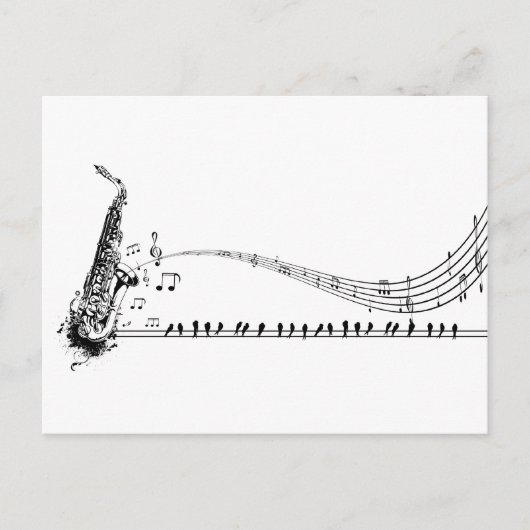 Carte Postale Musique de saxophone (Devant)