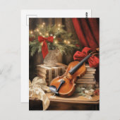 Carte Postale Musique de violon de Noël (Devant / Derrière)
