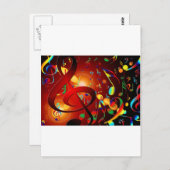 Carte Postale Musique Destinée Chanson & Danse Notes Instruments (Devant / Derrière)