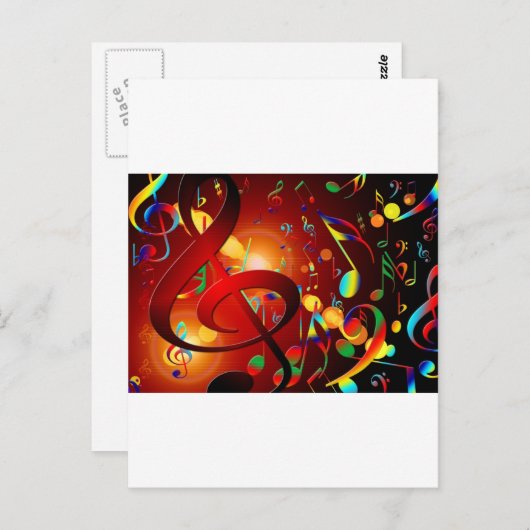 Carte Postale Musique Destinée Chanson & Danse Notes Instruments (Devant / Derrière)