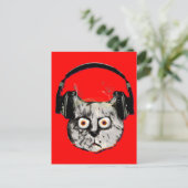 Carte Postale musique dj chat avec casque (Debout devant)