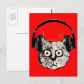 Carte Postale musique dj chat avec casque (Devant / Derrière)