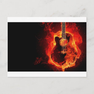 Carte Postale musique guitare flammes feu note danse Destiny'S