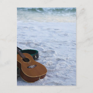 Carte Postale Musique Guitare Love Sea Lonely Beach