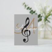 Carte Postale musique inspirée, clé trible avec nom, cool (Debout devant)