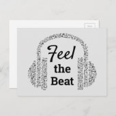 Carte Postale Musique notes casque DJ moderne (Devant / Derrière)