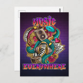 Carte Postale Musique partout graffiti DJ (Devant / Derrière)