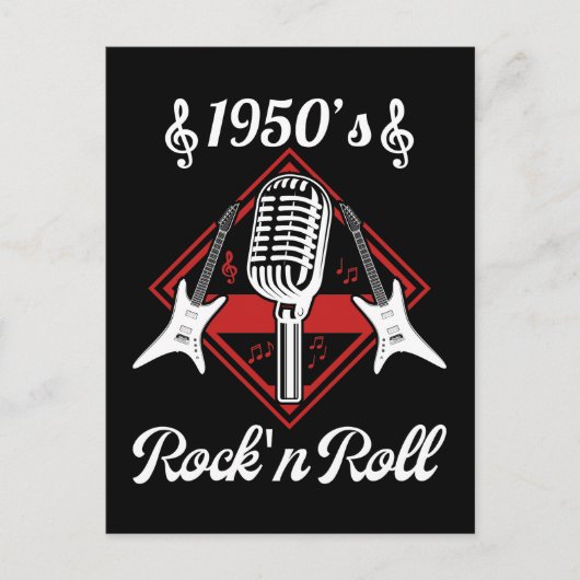 Carte Postale Musique Rockabilly des années 50 Rock and Roll (Devant)