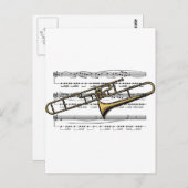 Carte Postale Musique Trombone 14 B (Devant / Derrière)