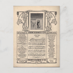 Carte Postale Musique vintage en feuille de tango