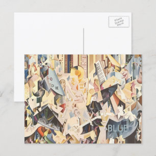 Carte Postale Musique vintage, jazz Art Déco, Rhapsodie en bleu