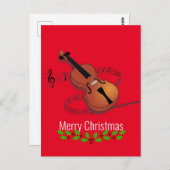 Carte Postale Musique violon de Noël (Devant / Derrière)
