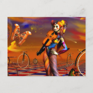 Carte Postale Musiques violons surréaliste note art par Lenny