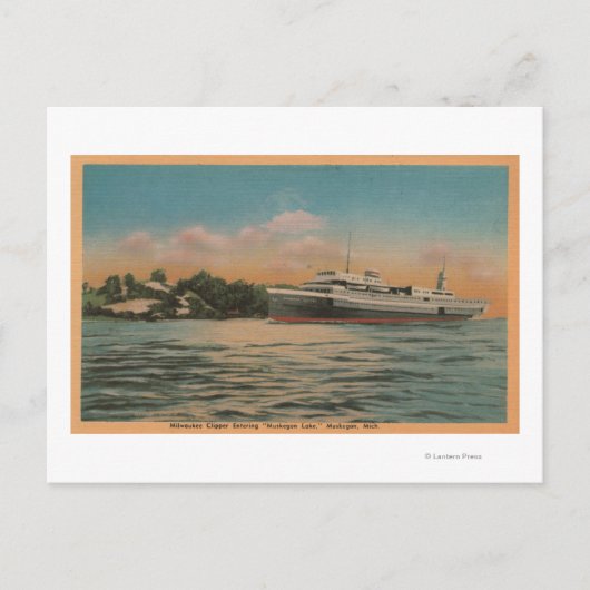 Carte Postale Muskegon, MI - Vue de Milwaukee Clipper (Devant)