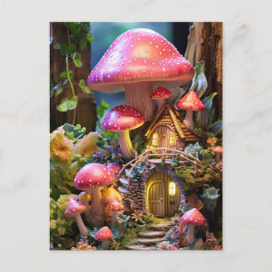 Carte Postale Musroom House Fairy Garden Forêt Enchantée
