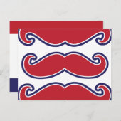 Carte Postale Mustache Bash - Rouge, Blanc et Bleu (Devant / Derrière)