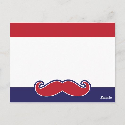 Carte Postale Mustache Bash - Rouge, Blanc et Bleu (Dos)