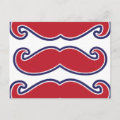Carte Postale Mustache Bash - Rouge, Blanc et Bleu (Devant)