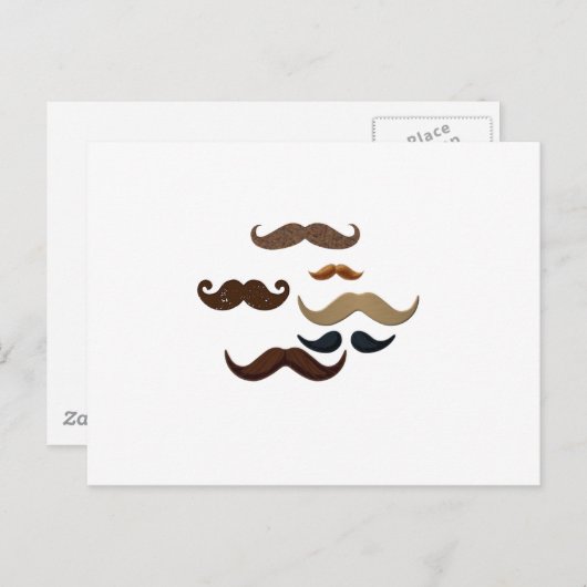 Carte Postale Mustache Collage Cheveux Ajouter un nom Ajouter un (Devant / Derrière)