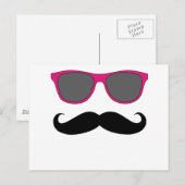 Carte Postale Mustache et lunettes de soleil rose Humour (Devant / Derrière)