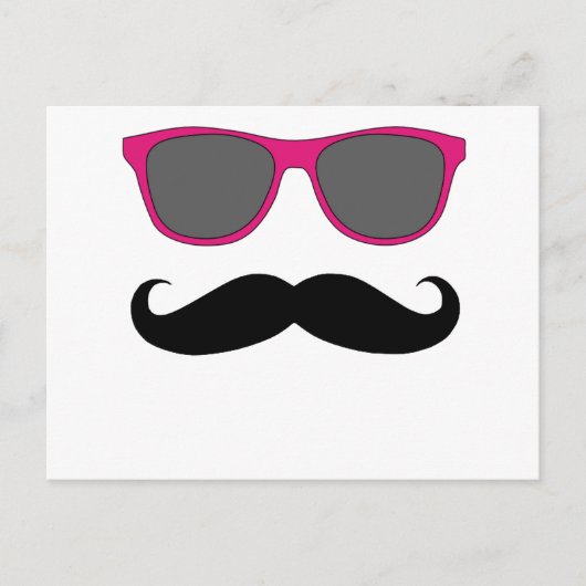 Carte Postale Mustache et lunettes de soleil rose Humour (Devant)