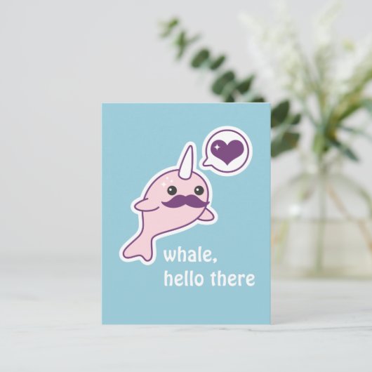 Carte Postale Mustache Narwhal (Debout devant)