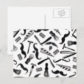 Carte Postale Mustache Razor Shaver Aquarelle Barber Motif (Devant / Derrière)