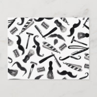 Mustache Razor Shaver Aquarelle Barber Motif