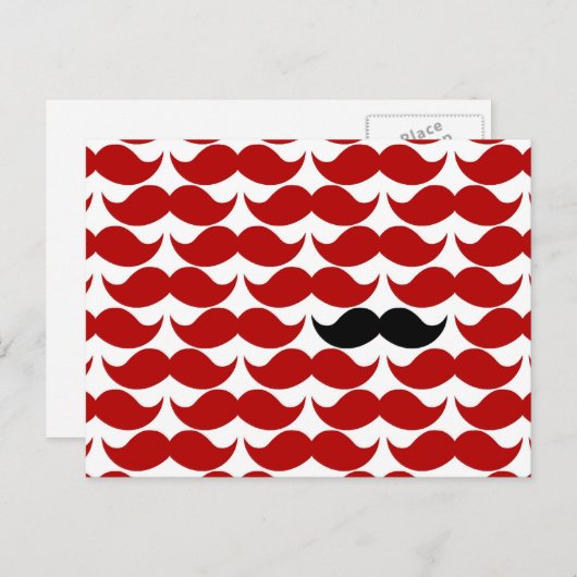 Carte Postale Mustache Rouge Rétro Motif funky (Devant / Derrière)
