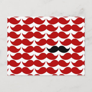 Carte Postale Mustache Rouge Rétro Motif funky