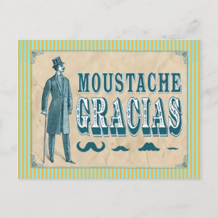 Carte Postale Mustache Thank You Postcard