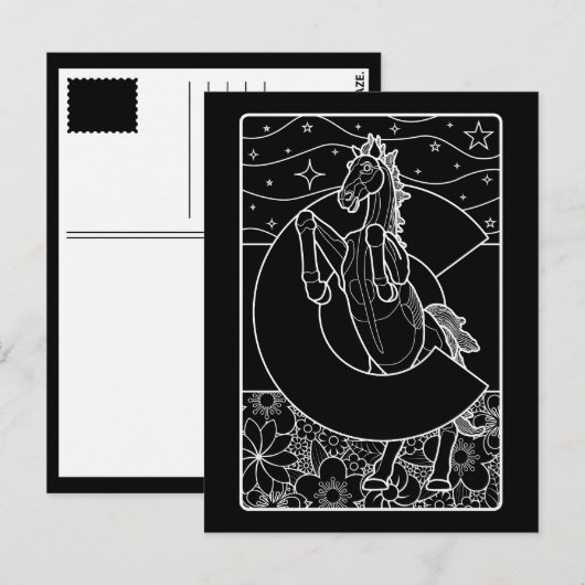 Carte Postale mustang bleu du colorado (Devant / Derrière)