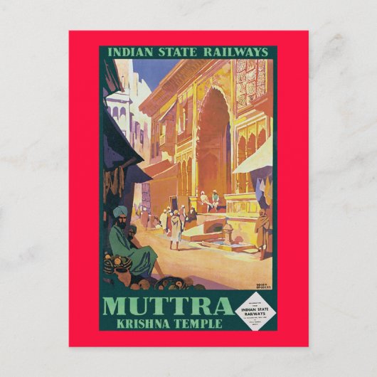 Carte Postale Muttra ~ Temple de Krishna (Devant)