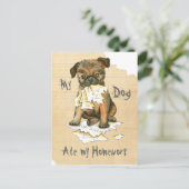 Carte Postale My Brussels Griffon Mange Mes devoirs (Debout devant)