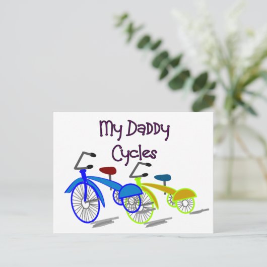 Carte Postale My Daddy Cycles—T-shirts pour enfants à vélo (Debout devant)