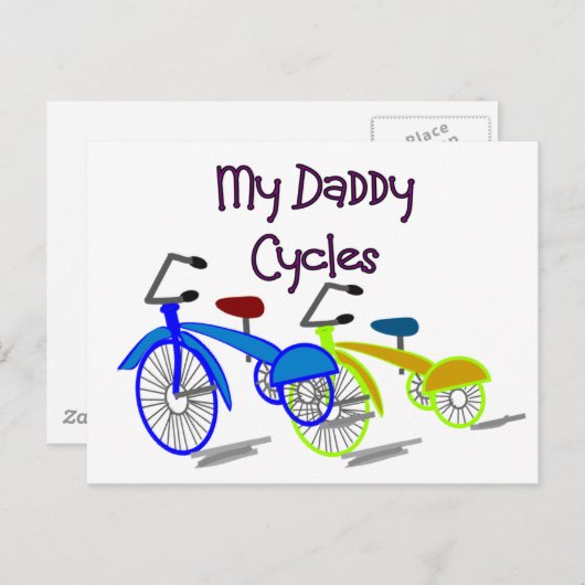 Carte Postale My Daddy Cycles—T-shirts pour enfants à vélo (Devant / Derrière)