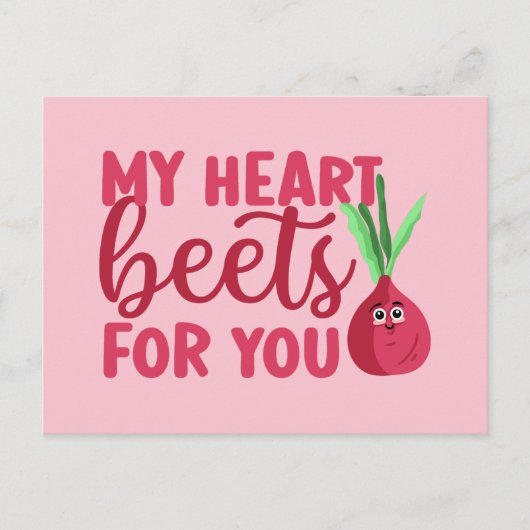 Carte Postale My Heart Beets For You mignonne Funny Valentine's (Devant)