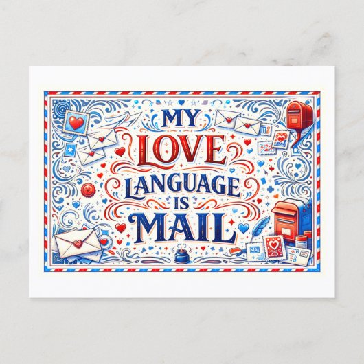 Carte Postale "My Love Language Is Mail" (Devant)