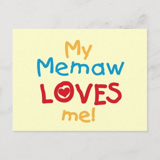 Carte Postale My Memaw Loves Me T-shirts et cadeaux (Devant)